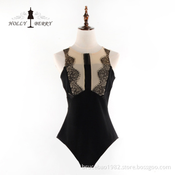 Flesh Tights Conjoined Clothes New stylish Black Lace Sexy Dresses Women